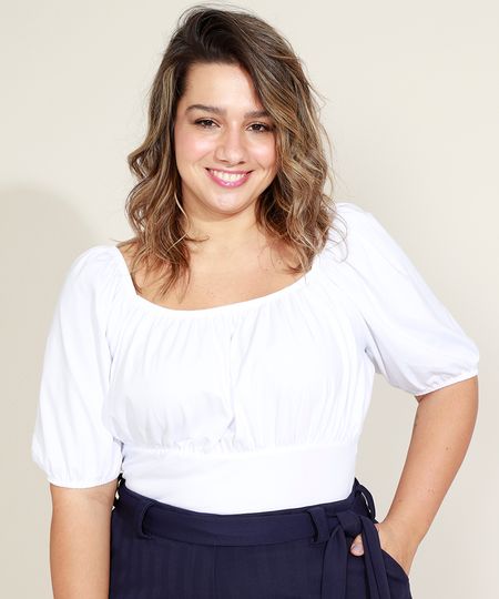 Blusa-Feminina-Plus-Size-Mindset-com-Franzido-Manga-Bufante-Decote-Redondo-Branca-9974063-Branco_1 Blusa-Feminina-Plus-Size-Mindset-com-Franzido-Manga-Bufante-Decote-Redondo-Branca-9974063-Branco_1