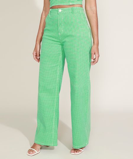 Calca-de-Sarja-Feminina-Wide-Cintura-Alta-Estampada-Xadrez-Vichy-Verde-9974070-Verde_1 Calca-de-Sarja-Feminina-Wide-Cintura-Alta-Estampada-Xadrez-Vichy-Verde-9974070-Verde_1