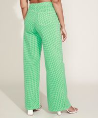 Calca-de-Sarja-Feminina-Wide-Cintura-Alta-Estampada-Xadrez-Vichy-Verde-9974070-Verde_2