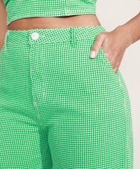 Calca-de-Sarja-Feminina-Wide-Cintura-Alta-Estampada-Xadrez-Vichy-Verde-9974070-Verde_4