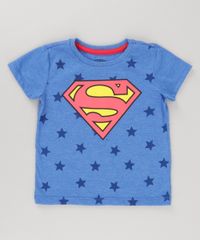 Camiseta-Super-Homem-com-Estampa-de-Estrelas-Azul-8778027-Azul_1