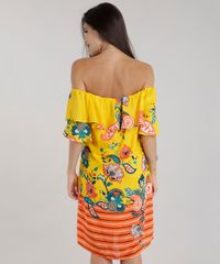 Vestido-Ombro-a-Ombro-Estampado-Floral-com-Babado-Amarelo-8650425-Amarelo_2