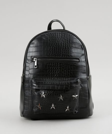 Mochila-Texturizada-com-Estrelas-Preta-8628433-Preto_1 Mochila-Texturizada-com-Estrelas-Preta-8628433-Preto_1