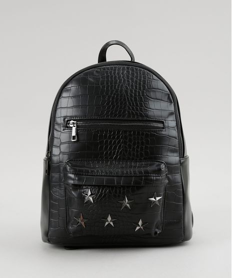 Mochila-Texturizada-com-Estrelas-Preta-8628433-Preto_1