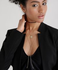 Kit-de-Gargantilha-Choker---Colar-Longo-com-Pingentes-Dourado-8620433-Dourado_2