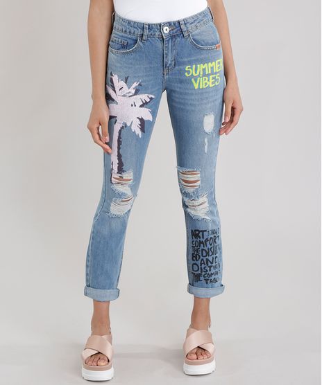 Calca-Jeans-Reta-Destroyed-com-Estampa-Azul-Medio-8745113-Azul_Medio_1