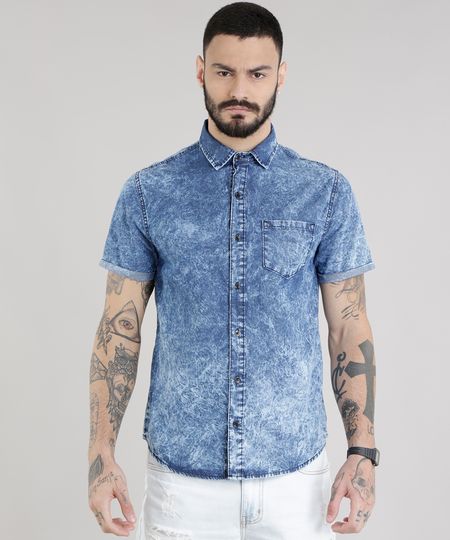 Camisa-Jeans-Marmorizada-Azul-Medio-8708014-Azul_Medio_1 Camisa-Jeans-Marmorizada-Azul-Medio-8708014-Azul_Medio_1