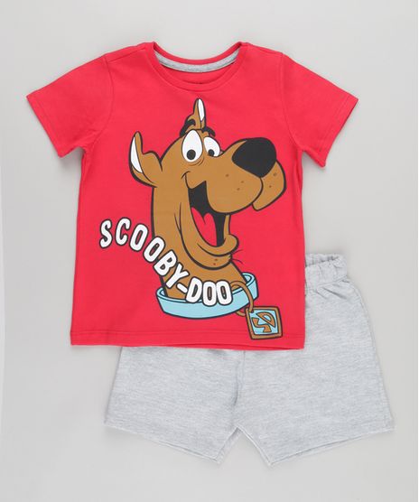 Conjunto-de-Camiseta-Vermelha---Bermuda-Scooby-Doo-Cinza-Mescla-8750505-Cinza_Mescla_1