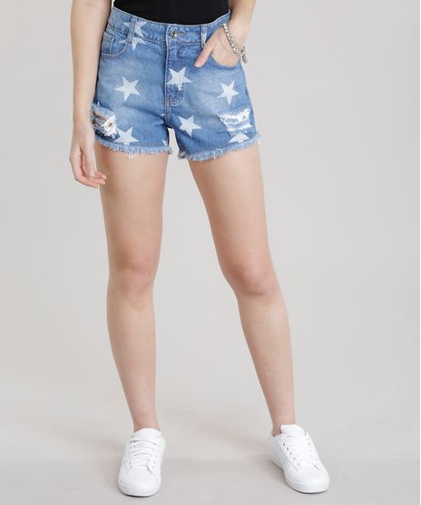 Short-Jeans-Destroyed-Estampado-de-Estrelas-Azul-Medio-8742879-Azul_Medio_1