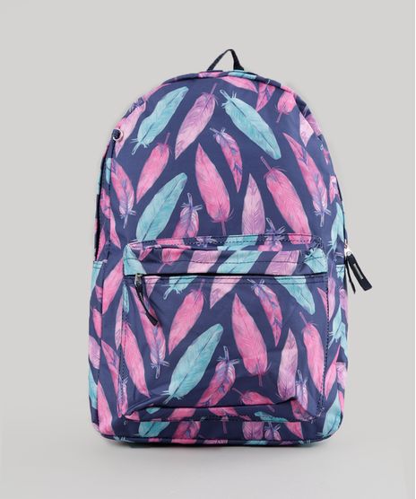 Mochila---Porta-Treco-Estampada-de-Penas-Azul-Marinho-8648774-Azul_Marinho_1