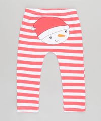 Calca-Listrada-Boneco-de-Neve-em-Algodao---Sustentavel-Vermelha-8642600-Vermelho_1