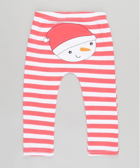 Calca-Listrada-Boneco-de-Neve-em-Algodao---Sustentavel-Vermelha-8642600-Vermelho_1