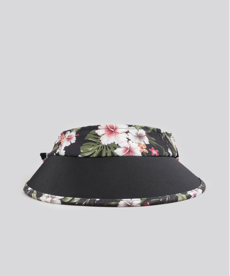 Viseira-de-Praia-Estampada-Floral-Preta-8757178-Preto_1
