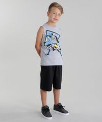 Conjunto-Batman-de-Regata-Cinza-Mescla---Bermuda-Preta-8745292-Preto_1