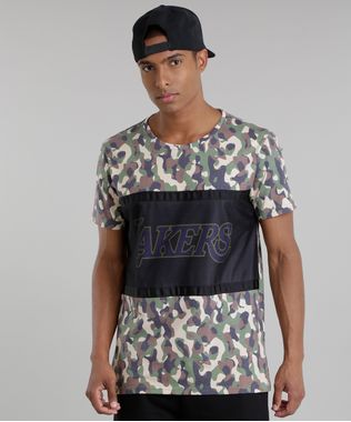 Camiseta-Estampada-Camuflada-NBA-Los-Angeles-Lakers-Verde-Militar-8748166-Verde_Militar_1
