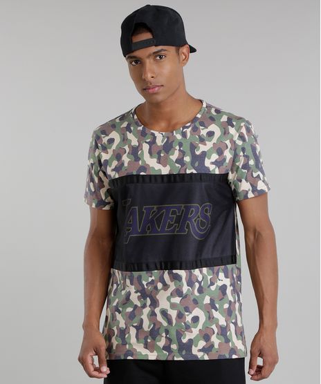 Camiseta-Estampada-Camuflada-NBA-Los-Angeles-Lakers-Verde-Militar-8748166-Verde_Militar_1
