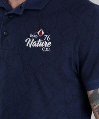 Polo-em-Piquet-Estampado-de-Folhagem-Azul-Marinho-8709945-Azul_Marinho_4