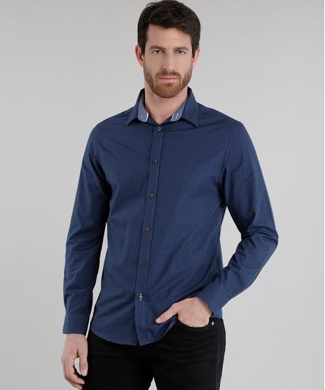 Camisa-Slim-Estampada-de-Poa-Azul-Marinho-8635084-Azul_Marinho_1