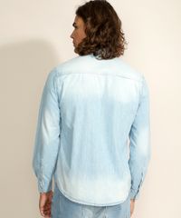 Camisa-Jeans-Masculina-Tradicional-com-Bolsos-Manga-Longa-Azul-Claro-9961818-Azul_Claro_2