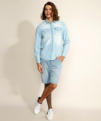 Camisa-Jeans-Masculina-Tradicional-com-Bolsos-Manga-Longa-Azul-Claro-9961818-Azul_Claro_6