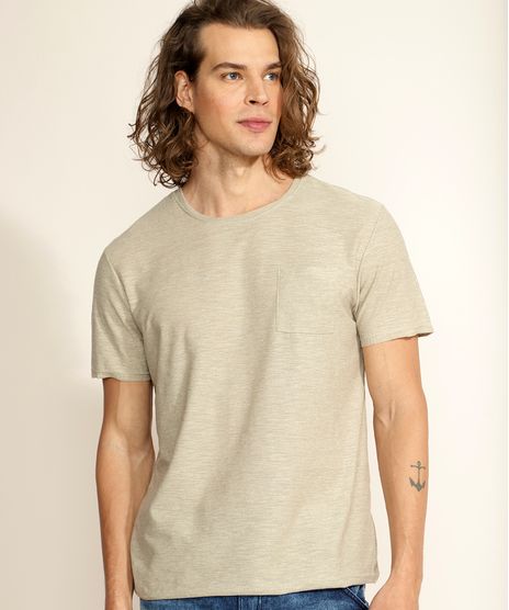 Camiseta-Masculina-Basica-Flame-com-Bolso-Manga-Curta-Gola-Careca-Kaki-9971230-Kaki_1