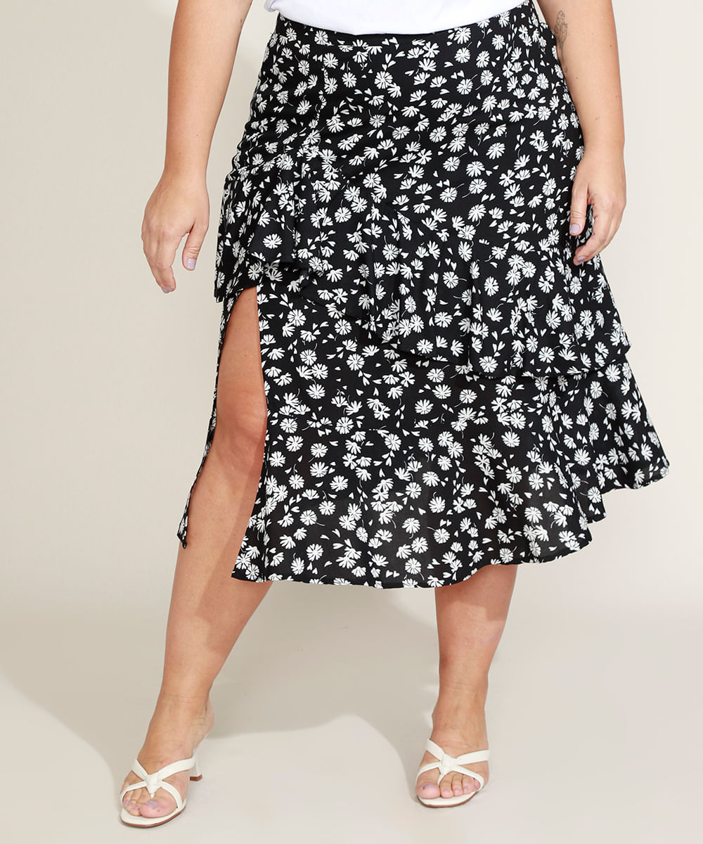 saia estampada plus size