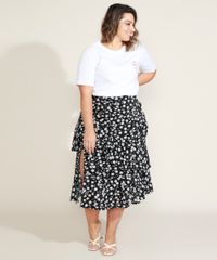 Saia-Feminina-Plus-Size-Mindset-Midi-Estampada-Floral-em-Camadas-com-Babado-e-Fenda-Preta-9974844-Preto_5
