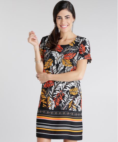 Vestido-Estampado-de-Folhagem-Preto-8649005-Preto_1
