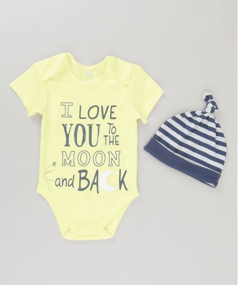 Body--I-Love-You--Amarelo---Gorro-Listrado-em-Algodao---Sustentavel-Amarelo-neon-8656533-Amarelo_Neon_1