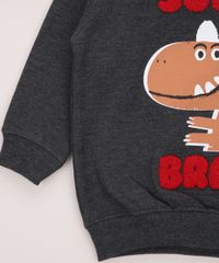Blusao-de-Moletom-Infantil-Dinossauro--Super-Brave--Cinza-Mescla-Escuro-9803332-Cinza_Mescla_Escuro_5