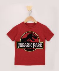 Camiseta-Infantil-Jurassic-Park-Flocada-Manga-Curta-Vermelha-9968785-Vermelho_1