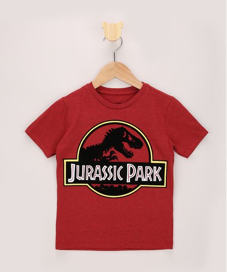 Camiseta-Infantil-Jurassic-Park-Flocada-Manga-Curta-Vermelha-9968785-Vermelho_1
