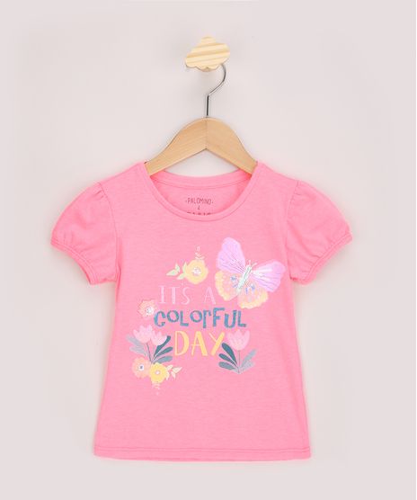 Blusa-Infantil--It-s-A-Colorful-Day--com-Glitter-e-Paete-Manga-Bufante-Rosa-Neon-9956863-Rosa_Neon_1