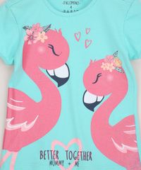 Blusa-Infantil-Flamingos-com-Glitter-Manga-Curta-Verde-Agua-9968354-Verde_Agua_3