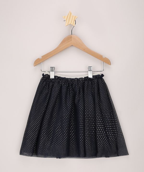 Saia de Tule Infantil com Brilho Azul Marinho 6