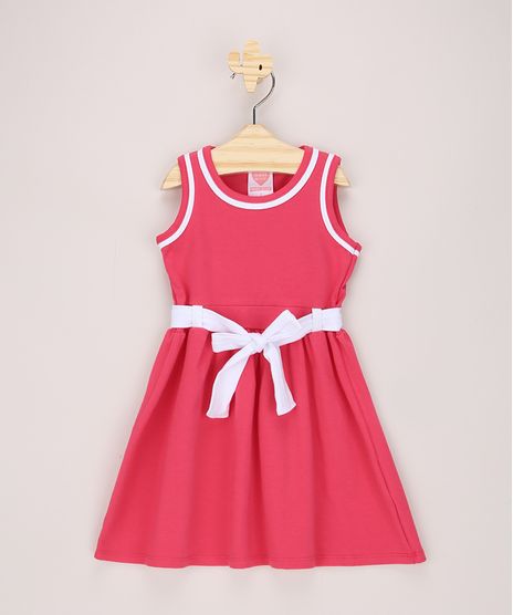 Vestido-Infantil-com-Faixa-para-Amarrar-Sem-Manga-Pink-9973993-Pink_1