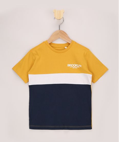 Camiseta-Infantil--Brooklyn--com-Recortes-Manga-Curta-Amarela-9968425-Amarelo_1