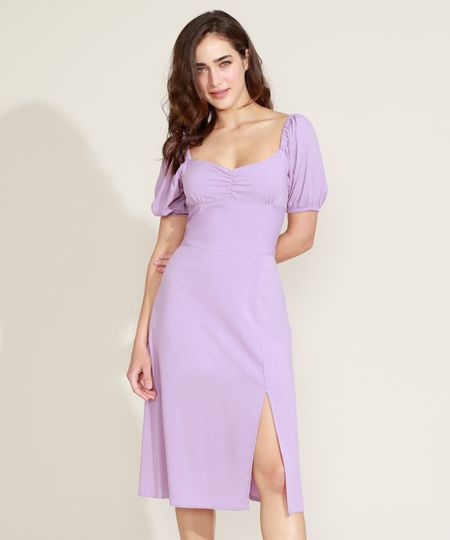 vestido lilas midi