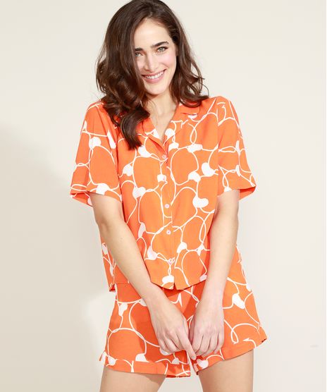 Conjunto-Feminino-Mindset-de-Camisa-Estampada-de-Caju-Manga-Curta---Short-Laranja-9971870-Laranja_1
