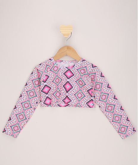 Blusa-de-Praia-Infantil-Cropped-Estampada-Geometrica-Manga-Longa-com-Protecao-UV50--Rosa-9964925-Rosa_1