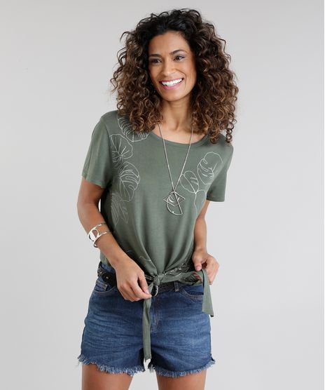 Blusa-com-Estampa-de-Folhagem-Verde-Militar-8745133-Verde_Militar_1