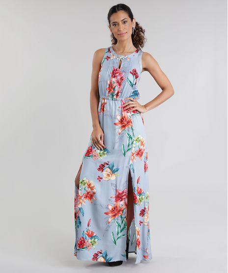 Vestido-Longo-Estampado-Floral-com-Fendas-Azul-Claro-8712346-Azul_Claro_1