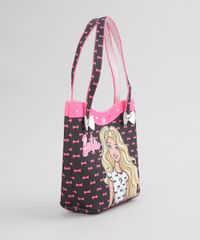 Bolsa-Estampada-Barbie-com-Brilho-com-Elastico-de-Cabelo-Preta-8770126-Preto_2