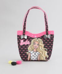 Bolsa-Estampada-Barbie-com-Brilho-com-Elastico-de-Cabelo-Preta-8770126-Preto_3