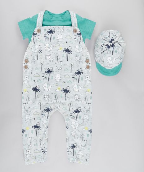 Conjunto-de-Body-Verde-Agua---Macacao-e-Bone-Estampado-de-Animais-Cinza-Mescla-Claro-8676334-Cinza_Mescla_Claro_1