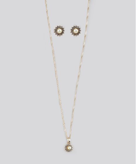 Kit-de-Brinco-e-Colar-com-Strass-Dourado-8689065-Dourado_1