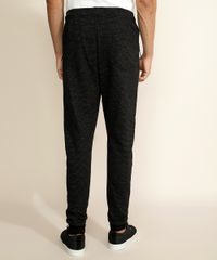 Calca-de-Moletom-Masculina-Relaxed-Slim-Listrada-com-Recortes-e-Bolsos-Preta-9963083-Preto_2