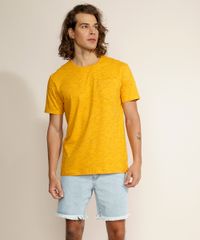 Camiseta-Masculina-Basica-com-Bolso-Manga-Curta-Gola-Careca-Mostarda-9286099-Mostarda_6
