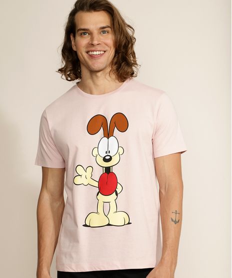 Camiseta-Masculina-Odiei-Garfield-Manga-Curta-Gola-Careca-Rosa-Claro-9974911-Rosa_Claro_1