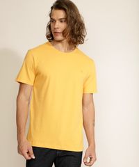 Camiseta-Masculina-Basica-com-Bordado-Manga-Curta-Gola-Careca-Mostarda-9970354-Mostarda_1